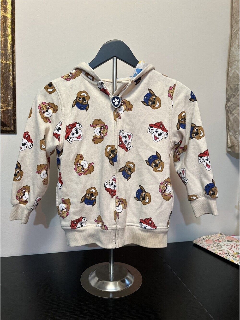 Paw Patrol Sweatshirt Hoodie Kids Tan With Paw Patrol Print Full Zip Size 7